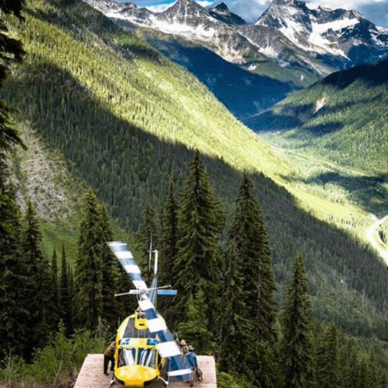 Incredible view in Kicking Horse Canyon / Cougar corner avalanche net project.